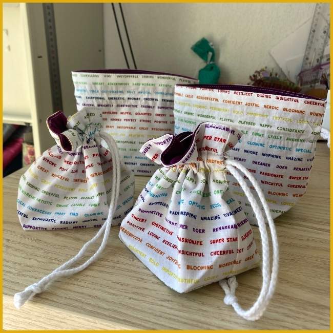 RHAPSO Couture, la commande personnalisée de Gabrielle - lot de pochons Etincelle pour lingettes lavables démaquillantes