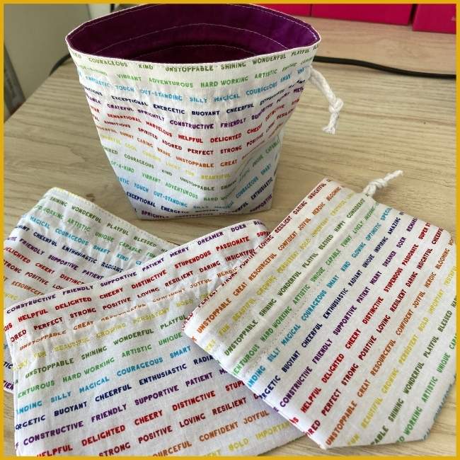 RHAPSO Couture, la commande personnalisée de Gabrielle - lot de pochons Etincelle pour lingettes lavables démaquillantes