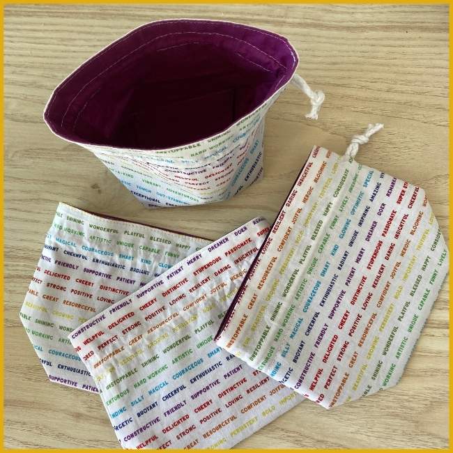 RHAPSO Couture, la commande personnalisée de Gabrielle - lot de pochons Etincelle pour lingettes lavables démaquillantes