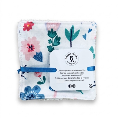 Rhapso couture lingettes lavables démaquillantes coton imprimé oekotex standard 100 éponge de bambou velours bio motif petites bêtes d'été